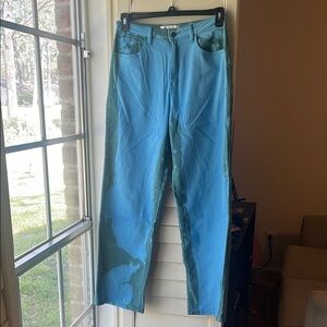 4/$25 SALE Women’s FASHION NOVA 98% COTTON Blue Green Tie Dye Fun Jeans Size 13